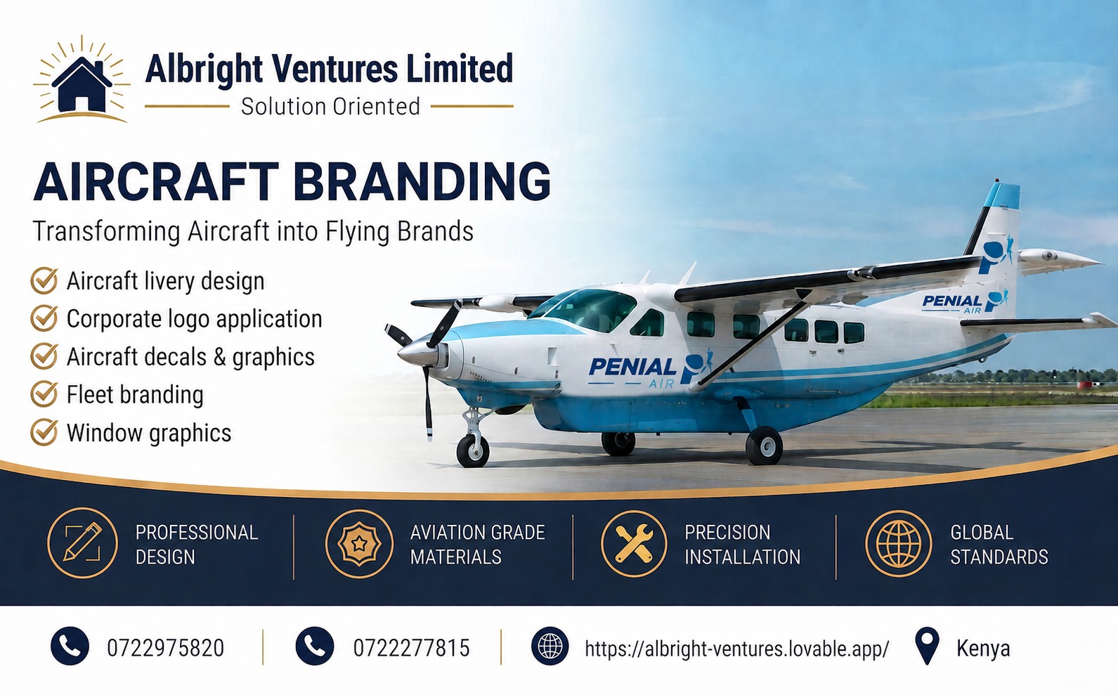 Penial Air aircraft branding by Albright Ventures