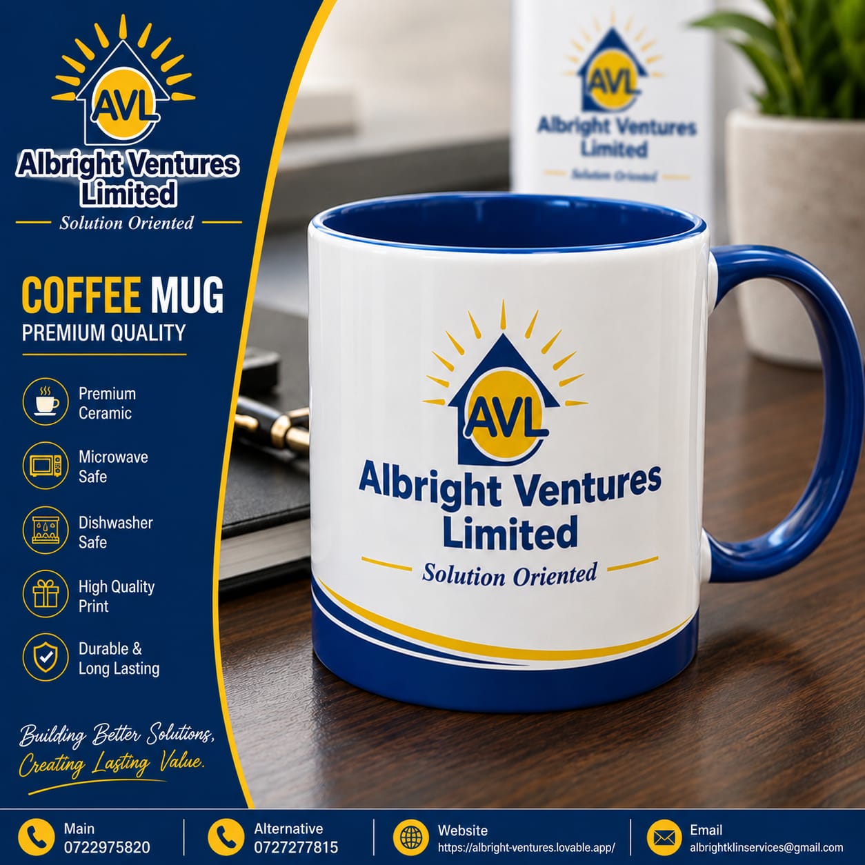AVL branded premium ceramic coffee mug